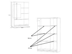 Vitrine 2 Portes Blanc Laqué Et Décor Chêne Naturel - ALEXIANE -Fren Soldes Boutique bibliotheque vitrine et etagere 8927423