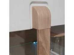 Vitrine 2 Portes Blanc Laqué Et Décor Chêne Naturel - ALEXIANE -Fren Soldes Boutique bibliotheque vitrine et etagere 8927425