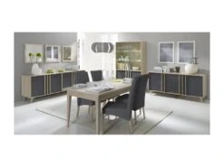 Vitrine, Vaisselier, Argentier MALMO Grand Modèle + LED. -Fren Soldes Boutique bibliotheque vitrine et etagere 8927487