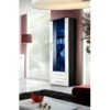 Vitrine NEO I Design, Coloris Noir Et Blanc Brillant, Tiroirs Blancs Brillants + LED.