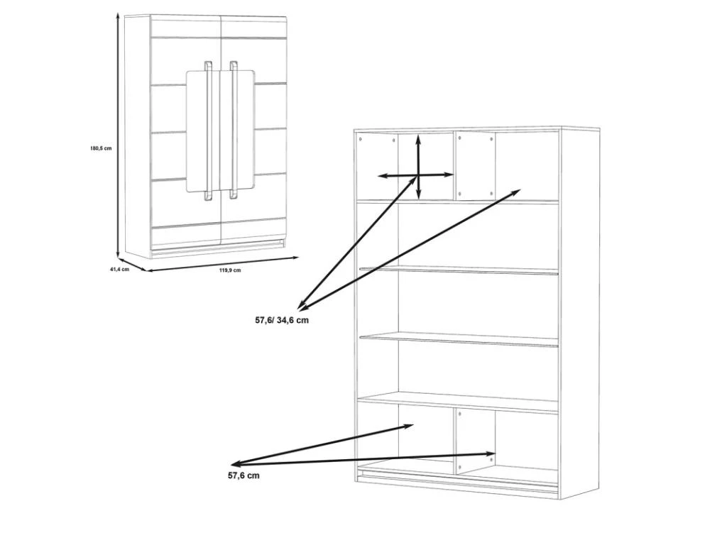 Vitrine 2 Portes Laquée Blanche Et Décor Chêne Naturel - ALEXIANE 4 Vitrine 2 Portes Laquée Blanche Et Décor Chêne Naturel - ALEXIANE – Image 4