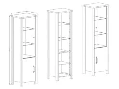 Vitrine Haute Design, 2 Portes Collection DARWIN. Couleur Chêne Clair Et Noir. -Fren Soldes Boutique bibliotheque vitrine et etagere 8927549