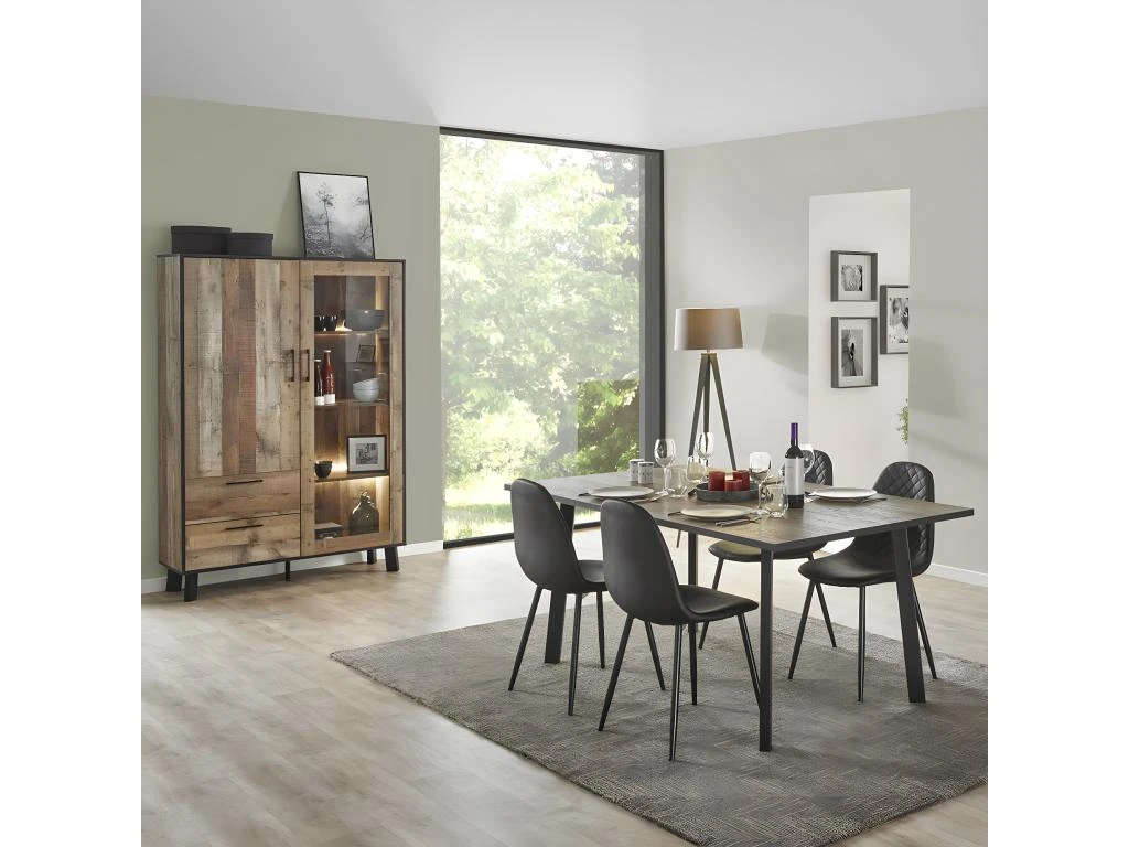 KARMINA - Vitrine 2 Portes Aspect Bois Avec Eclairage Led 1 KARMINA - Vitrine 2 Portes Aspect Bois Avec Eclairage Led