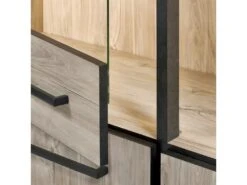 HERACLES - Vitrine 4 Portes Imitation Bois + Led -Fren Soldes Boutique bibliotheque vitrine et etagere 9499733