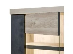 HERACLES - Vitrine 4 Portes Imitation Bois + Led -Fren Soldes Boutique bibliotheque vitrine et etagere 9499735