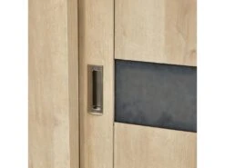 IRIS - Vitrine 4 Portes Coulissantes Imitation Bois + Led -Fren Soldes Boutique bibliotheque vitrine et etagere 9499887