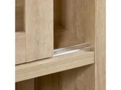 IRIS - Vitrine 4 Portes Coulissantes Imitation Bois + Led -Fren Soldes Boutique bibliotheque vitrine et etagere 9499889