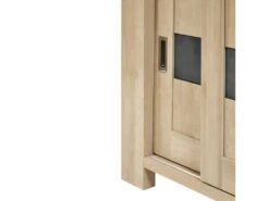 IRIS - Vitrine 4 Portes Coulissantes Imitation Bois + Led -Fren Soldes Boutique bibliotheque vitrine et etagere 9499891