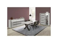 LEIF - Vitrine 3 Portes Effet Bois Grisé