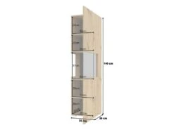 Vitrine 1 Porte Partiellement Vitrée Collection EVA. Couleur Chêne Et Noir. -Fren Soldes Boutique bibliotheque vitrine et etagere 9500321