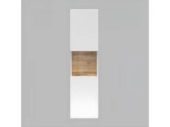 Vitrine 1 Porte Partiellement Vitrée Collection EVA. Couleur Blanc Et Chêne. -Fren Soldes Boutique bibliotheque vitrine et etagere 9500655