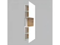 Vitrine 1 Porte Partiellement Vitrée Collection EVA. Couleur Blanc Et Chêne. -Fren Soldes Boutique bibliotheque vitrine et etagere 9500657