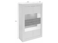Vitrine COMETE - LEDs - 4 Portes - Blanc Laqué -Fren Soldes Boutique bibliotheque 381531