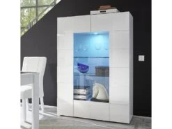 Vitrine CALISTO - LEDs - 2 Portes - Blanc Laqué