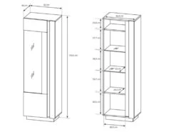 Vitrine MURARI - 1 Porte - Avec LEDs - Blanc Brillant Et Chêne -Fren Soldes Boutique bibliotheque 460287