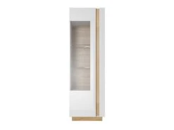 Vitrine MURARI - 1 Porte - Avec LEDs - Blanc Brillant Et Chêne -Fren Soldes Boutique bibliotheque 473451