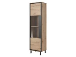 Vitrine BAYORI - 1 Porte - Avec LEDs - Chêne Et Anthracite 10 Vitrine BAYORI - 1 Porte - Avec LEDs - Chêne Et Anthracite -Fren Soldes Boutique bibliotheque 483693