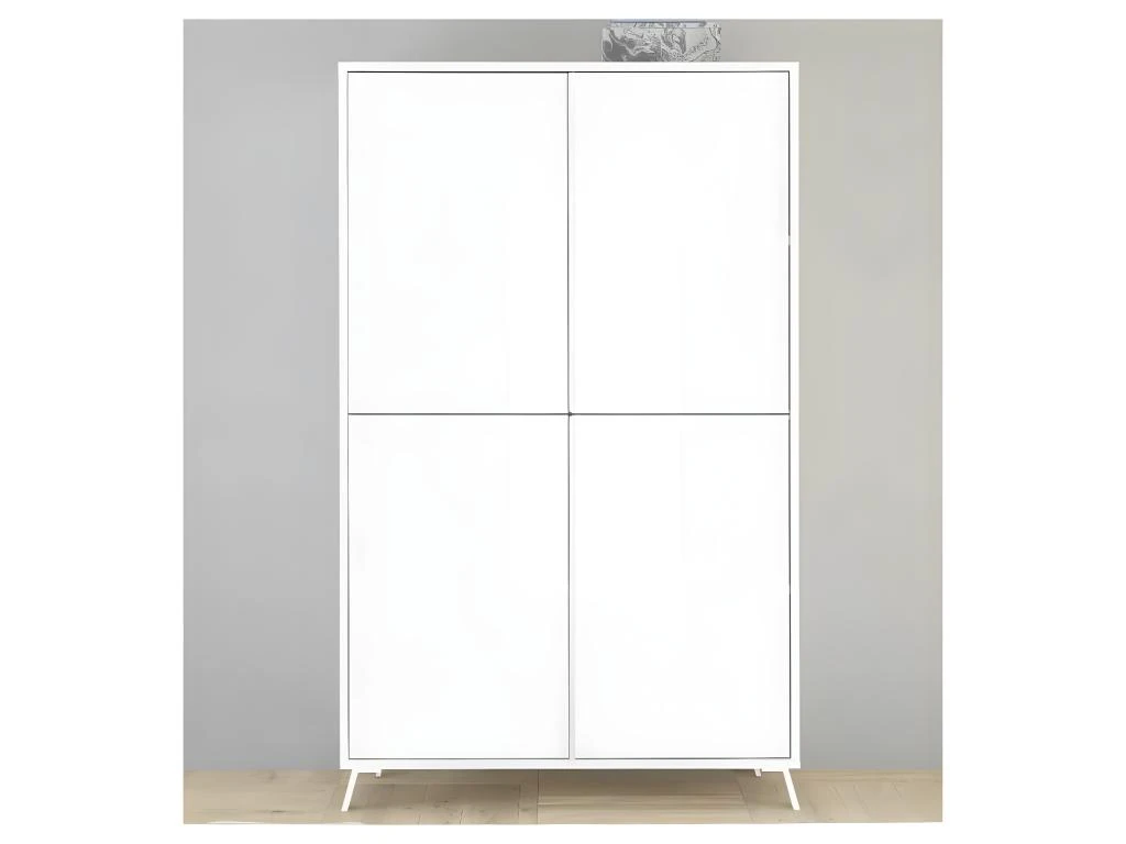 Vaisselier 4 Portes Laqué Blanc Brillant - TREVISE 4 Vaisselier 4 Portes Laqué Blanc Brillant - TREVISE – Image 4