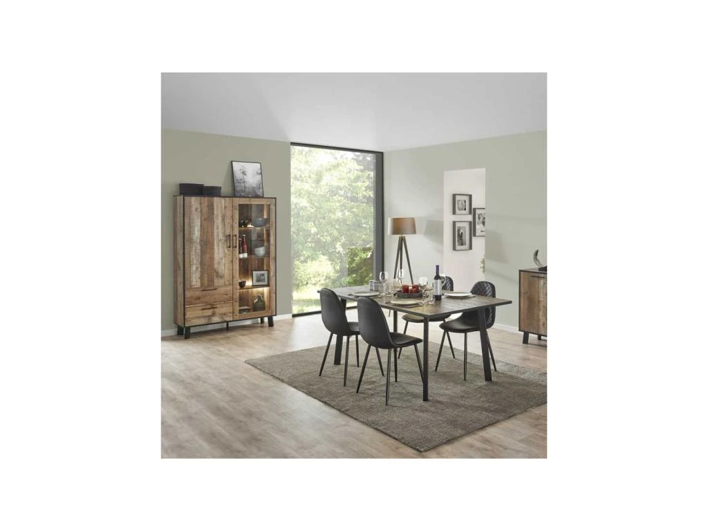 Vaisselier 2 Portes 2 Tiroirs Bois/Métal - NINO 2 Vaisselier 2 Portes 2 Tiroirs Bois/Métal - NINO – Image 2