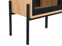 Vitrine Avec 2 Portes Coulissantes - Naturel Clair Et Noir - MEMPHIS II 17 Vitrine Avec 2 Portes Coulissantes - Naturel Clair Et Noir - MEMPHIS II -Fren Soldes Boutique buffet 16555613