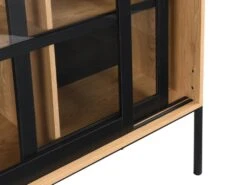 Vitrine Avec 2 Portes Coulissantes - Naturel Clair Et Noir - MEMPHIS II 16 Vitrine Avec 2 Portes Coulissantes - Naturel Clair Et Noir - MEMPHIS II -Fren Soldes Boutique buffet 16555615