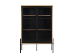 Vitrine Avec 2 Portes Coulissantes - Naturel Clair Et Noir - MEMPHIS II 13 Vitrine Avec 2 Portes Coulissantes - Naturel Clair Et Noir - MEMPHIS II -Fren Soldes Boutique buffet 16555645