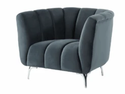 Fauteuil PEGOUM En Velours - Anthracite -Fren Soldes Boutique canape 341251