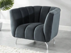 Fauteuil PEGOUM En Velours - Anthracite -Fren Soldes Boutique canape 341305