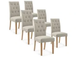 Lot De 6 Chaises Capitonnées Gaya Tissu Beige
