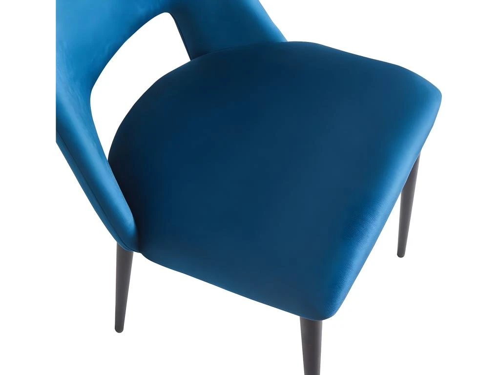 Lot De 2 Chaises En Velours "Fedora" - Bleu Foncé 4 Lot De 2 Chaises En Velours "Fedora" - Bleu Foncé – Image 4