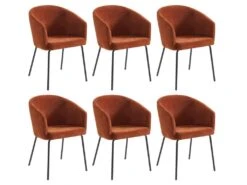 Lot De 6 Chaises Avec Accoudoirs En Tissu Et Métal - Terracotta - MORONI De Pascal MORABITO 17 Lot De 6 Chaises Avec Accoudoirs En Tissu Et Métal - Terracotta - MORONI De Pascal MORABITO -Fren Soldes Boutique chaise 10579869