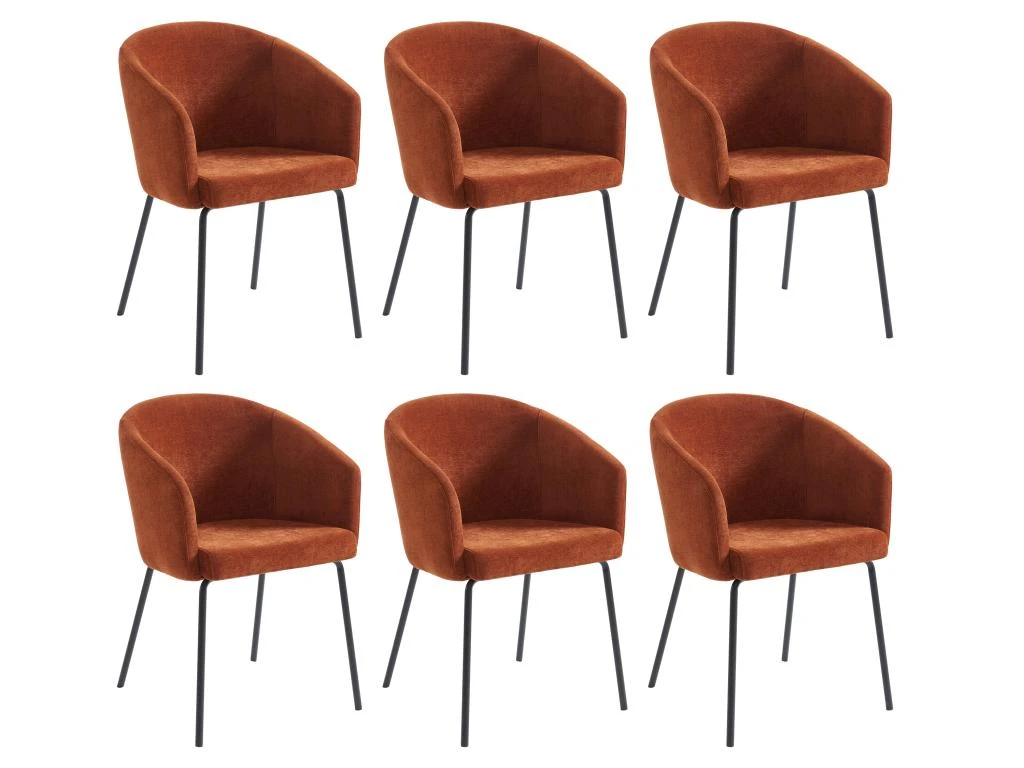 Lot De 6 Chaises Avec Accoudoirs En Tissu Et Métal - Terracotta - MORONI De Pascal MORABITO 9 Lot De 6 Chaises Avec Accoudoirs En Tissu Et Métal - Terracotta - MORONI De Pascal MORABITO – Image 9
