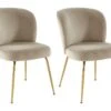 Lot De 2 Chaises En Velours Et Métal Doré - Beige - POLPONA De Pascal MORABITO