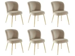 Lot De 6 Chaises En Velours Et Métal Doré - Beige - POLPONA De Pascal MORABITO -Fren Soldes Boutique chaise 10763945