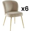 Lot De 6 Chaises En Velours Et Métal Doré - Beige - POLPONA De Pascal MORABITO