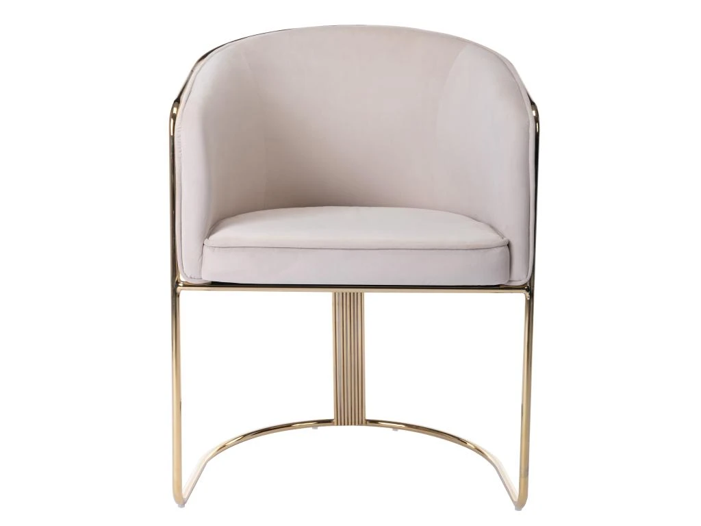 Chaise Avec Accoudoirs En Velours Et Métal - Crème Et Doré - JOSETHE De Pascal MORABITO 3 Chaise Avec Accoudoirs En Velours Et Métal - Crème Et Doré - JOSETHE De Pascal MORABITO – Image 3