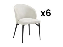Lot De 6 Chaises En Tissu Et Métal - Crème - GILONA De Pascal MORABITO