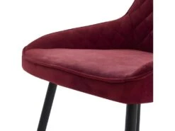 GRACE - Chaise En Tissu Chevrons Bordeaux Et Pieds Métal Noir (x4) -Fren Soldes Boutique chaise 11575635