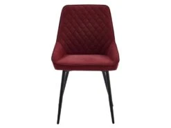 GRACE - Chaise En Tissu Chevrons Bordeaux Et Pieds Métal Noir (x4) -Fren Soldes Boutique chaise 11575637