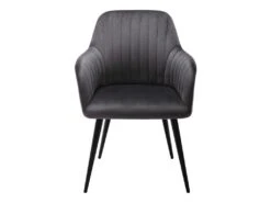 Lot De 6 Chaises Avec Accoudoirs En Velours Et Métal Noir - Gris - ELEANA 10 Lot De 6 Chaises Avec Accoudoirs En Velours Et Métal Noir - Gris - ELEANA -Fren Soldes Boutique chaise 12292071