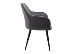 Lot De 6 Chaises Avec Accoudoirs En Velours Et Métal Noir - Gris - ELEANA 12 Lot De 6 Chaises Avec Accoudoirs En Velours Et Métal Noir - Gris - ELEANA -Fren Soldes Boutique chaise 12292079