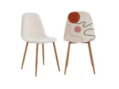 WAP - Lot De 2 Chaises Motifs Colorés Pieds Effet Bois