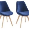 Lot De 2 Chaises En Velours Et Hêtre - Bleu - JODY