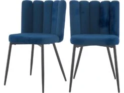Chaise Rosy En Tissu Bleu (lot De 2)