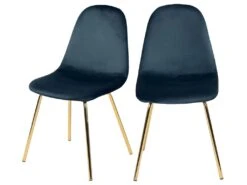 Chaise Skuli En Velours Bleu (lot De 2)