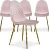 Lot De 4 Chaises Matelassées Norway Velours Rose