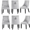 Ensemble De 6 Chaises De Salle à Manger Windsor - Rembourrage En Velours Moelleux Et Pieds En Bois Massif Robustes - Parfait Pour Votre Salle à Manger Et Salon - Gris Clair