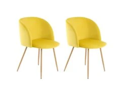 Lot De 2 Chaises En Velours "Celina" 84 Cm Jaune