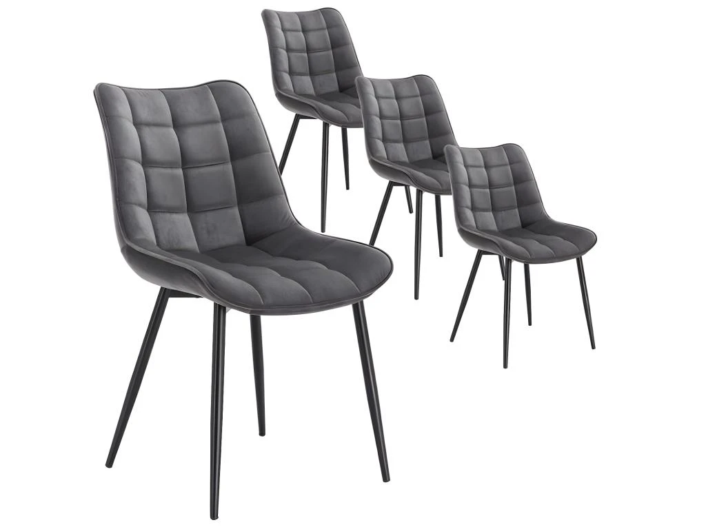 Lot De 4 Chaises De Salle à Manger | Chaise Tapissée En Velours | Structure En Métal | Dossier Et Base Confortables Et Rembourrés | Table De Salon. 1 Lot De 4 Chaises De Salle à Manger | Chaise Tapissée En Velours | Structure En Métal | Dossier Et Base Confortables Et Rembourrés | Table De Salon.