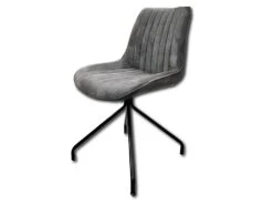 Chaise Velours Côtelé Gris Pieds Métal Cécile - Gris